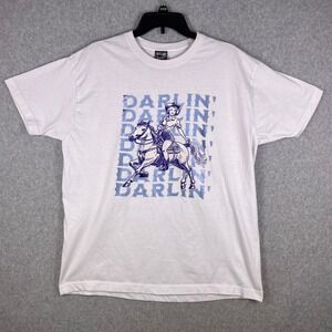 Skyland Tees Women's L White Darlin' Cowgirl Horse Western Graphic Shirt‎ Retro